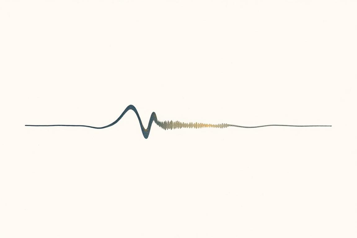 Voice waveform calibrating into a steady editorial signal