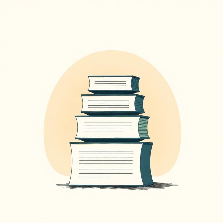 A growing stack of books — compounding authority
