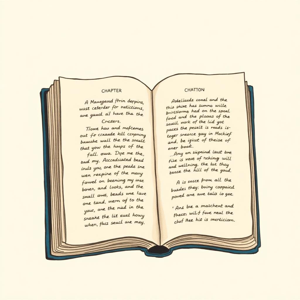 Open manuscript with chapter cards and citation markers